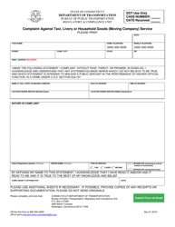 &quot;Complaint Against Taxi, Livery or Household Goods (Moving Company) Service&quot; - Connecticut