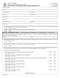 Form MO375-0609 &quot;Application for Amateur Sanctioning Organization&quot; - Missouri