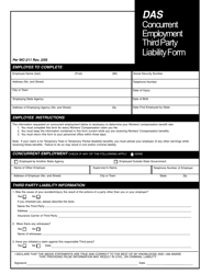 DAS Form WC-211 &quot;Concurrent Employment Third Party Liability Form&quot; - Connecticut
