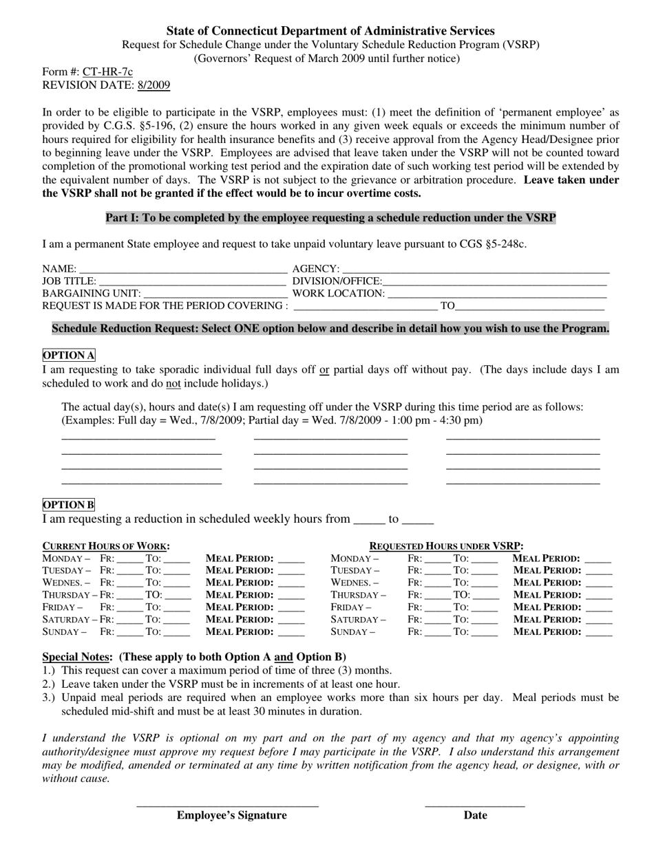 Form CT-HR-7C - Fill Out, Sign Online and Download Fillable PDF ...
