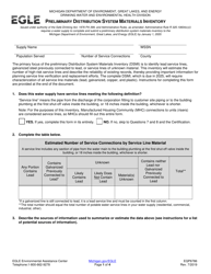 Form EQP6786 Preliminary Distribution System Materials Inventory (Dsmi) Reporting Form - Michigan