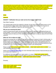 Document preview: Template Notice of Likely Lead Service Line - Sample - Michigan