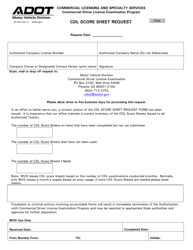 Document preview: Form 96-0900 Cdl Score Sheet Request - Arizona