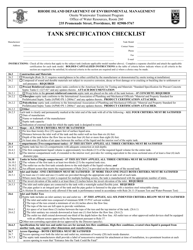Document preview: Tank Specification Checklist - Rhode Island
