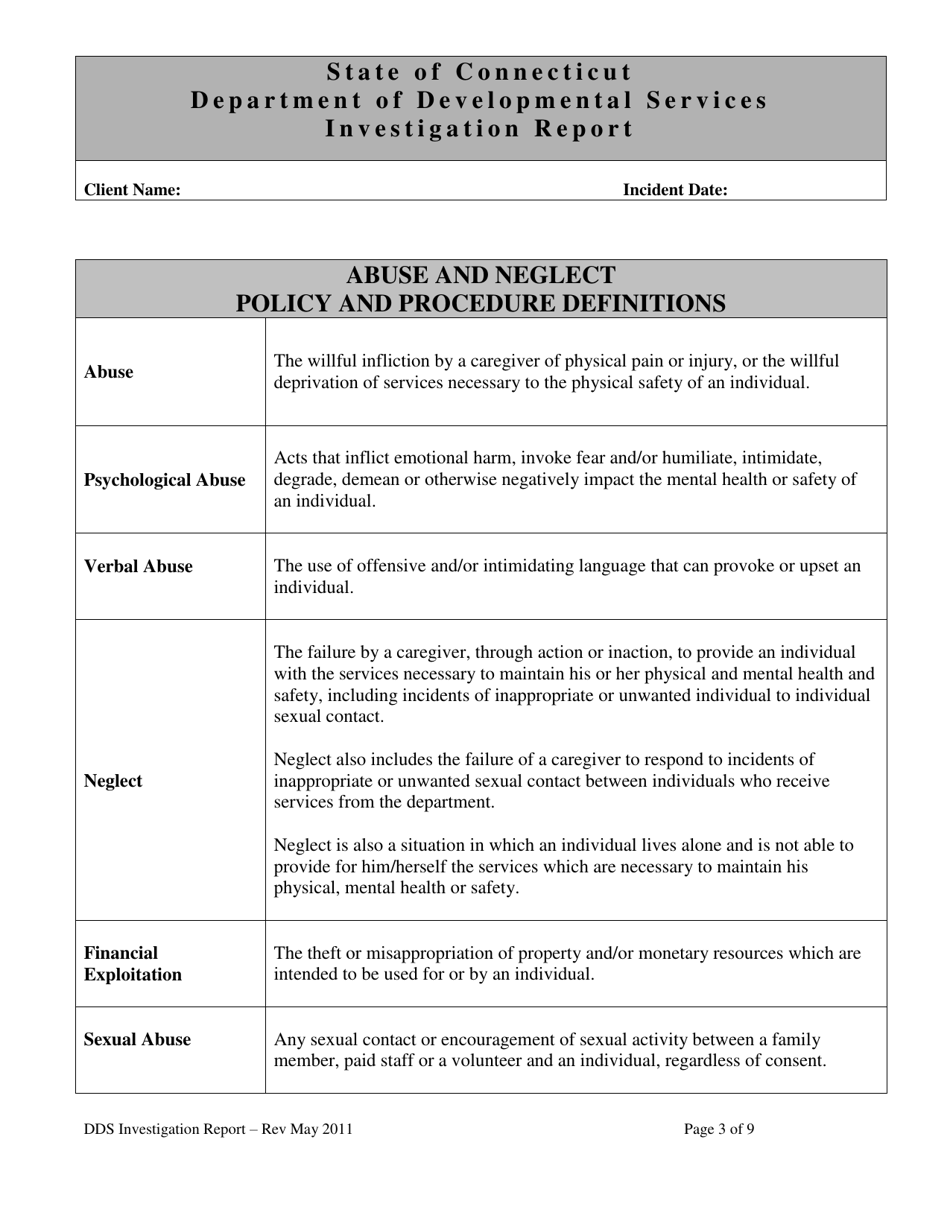 Investigation Report - Connecticut, Page 3