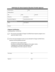 Home Inspector Education Provider Application - Oregon, Page 3
