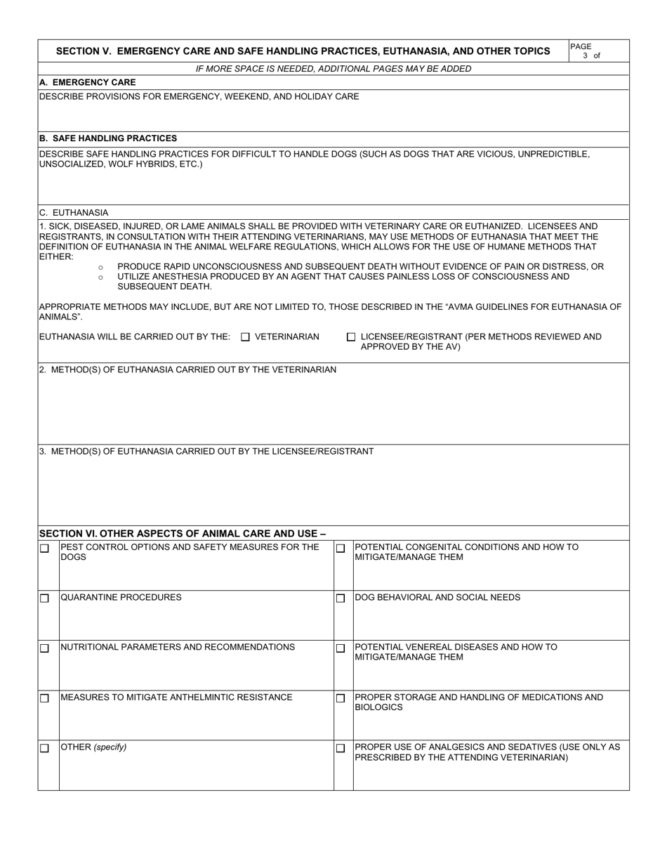 APHIS Form 7002A Animal Care - Program of Veterinary Care for Dogs, Page 3