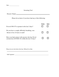 Covid-19 Screening Tool - Arkansas