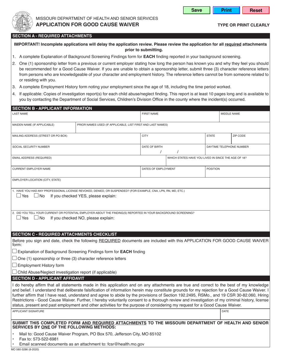 Form MO580-3286 - Fill Out, Sign Online and Download Fillable PDF ...