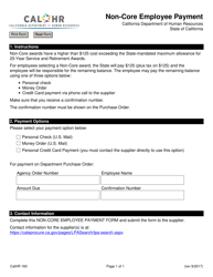 Document preview: Form CALHR160 Non-core Employee Payment - California