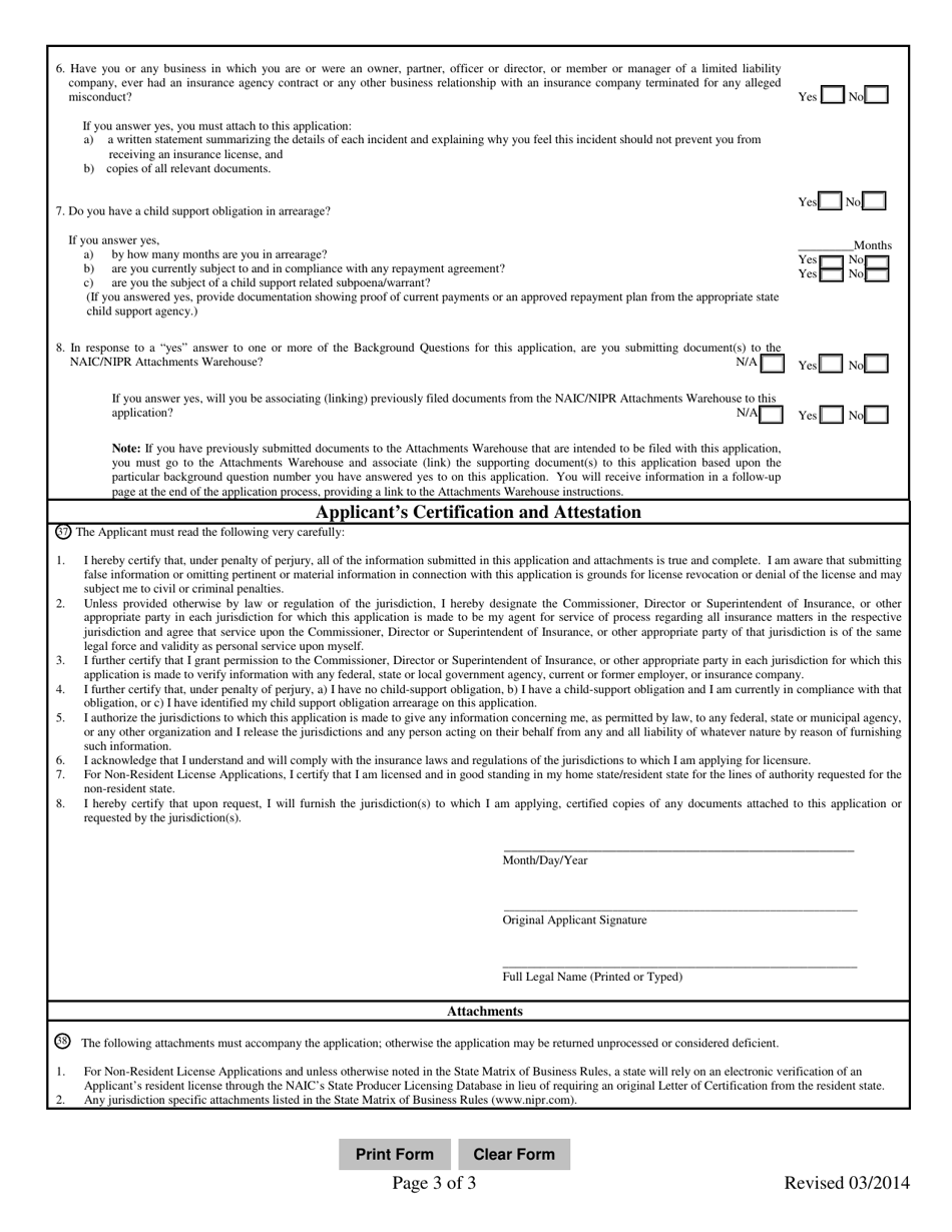 Surplus Lines Insurance Producer License Application - Mississippi, Page 3