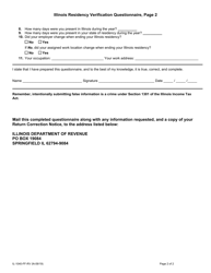 Form IL-1040-FF-RV Illinois Residency Verification Questionnaire - Illinois, Page 2