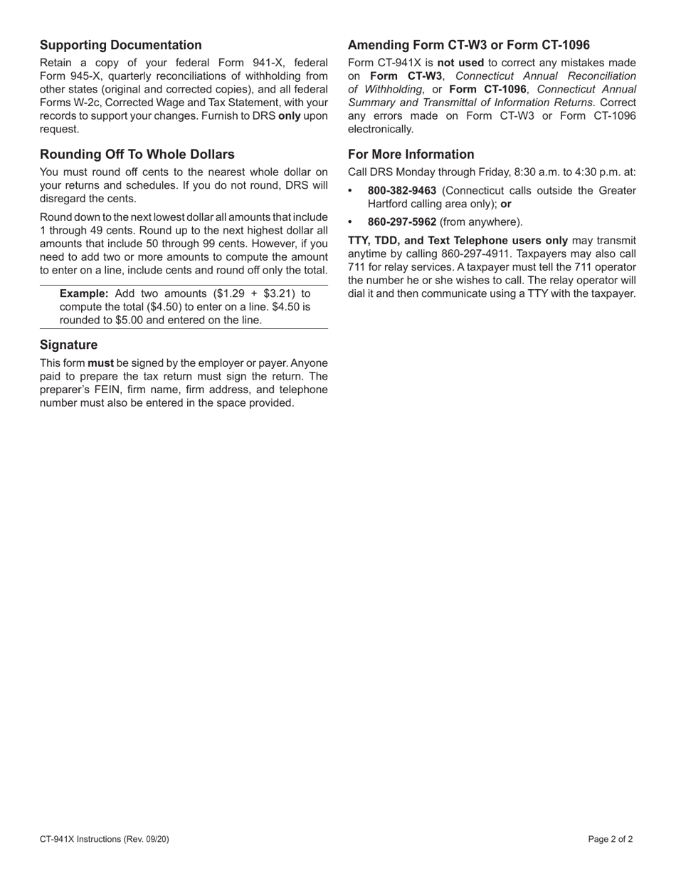 Form CT-941X Amended Connecticut Reconciliation of Withholding - Connecticut, Page 4