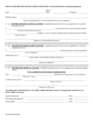 Form MV-64A Special Restricted License Application for 15 Year Olds - Maine, Page 2