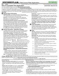 Form MV1 &quot;Wisconsin Title &amp; License Plate Application&quot; - Wisconsin