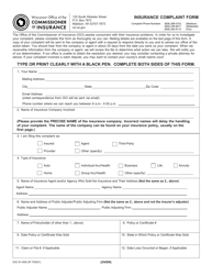 Document preview: Form OCI51-005 Insurance Complaint Form - Wisconsin