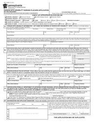 Form MV-145A Person With Disability Parking Placard Application - Pennsylvania
