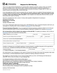 Document preview: Form HRNG-525-001 Request for Dui Hearing - Washington