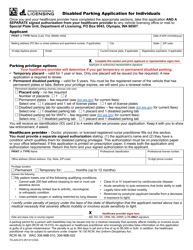Document preview: Form TD-420-073 Disabled Parking Application for Individuals - Washington