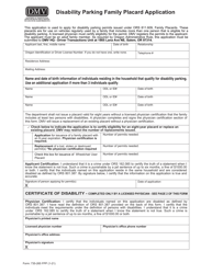 Document preview: Form 735-265 FPP Disability Parking Family Placard Application - Oregon