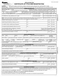 Document preview: Form VSA17A Application for Certificate of Title and Registration - Virginia