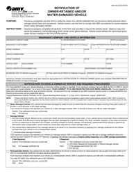 Form VSA58 Notification of Owner-Retained and/or Water-Damaged Vehicle - Virginia