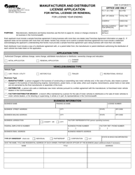 Form DSD10 &quot;Manufacturer and Distributor License Application for Initial License or Renewal&quot; - Virginia