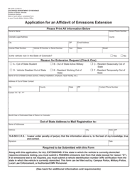 Form DR2376 Application for an Affidavit of Emissions Extension - Colorado