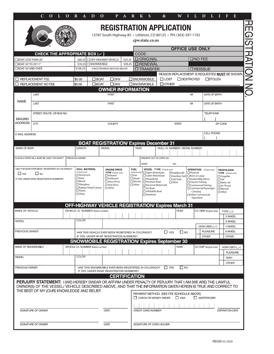 Colorado Boat Registration Form Fill Out, Sign Online and Download