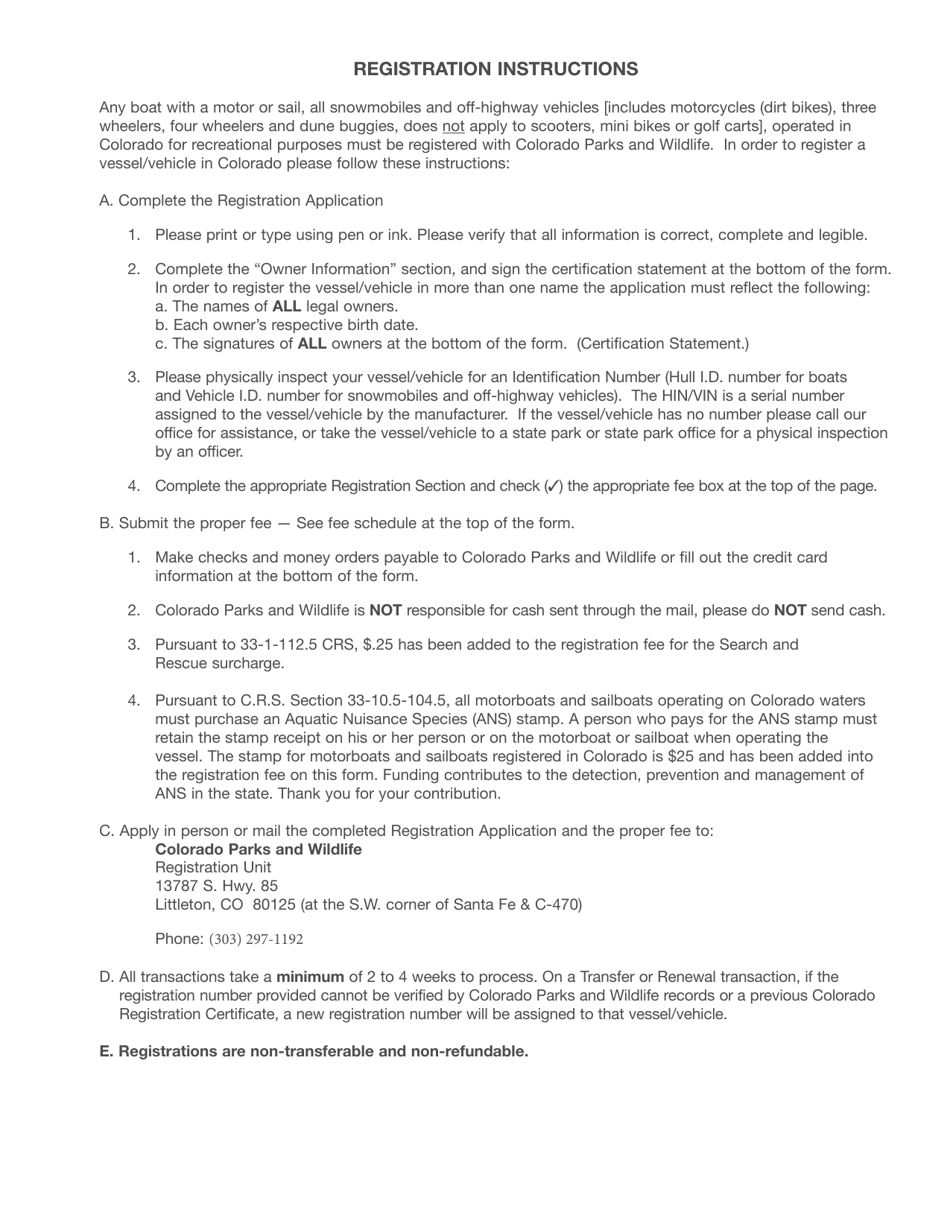 Boat Registration Form - Colorado, Page 2