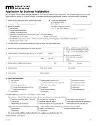 Document preview: Form ABR Application for Business Registration - Minnesota