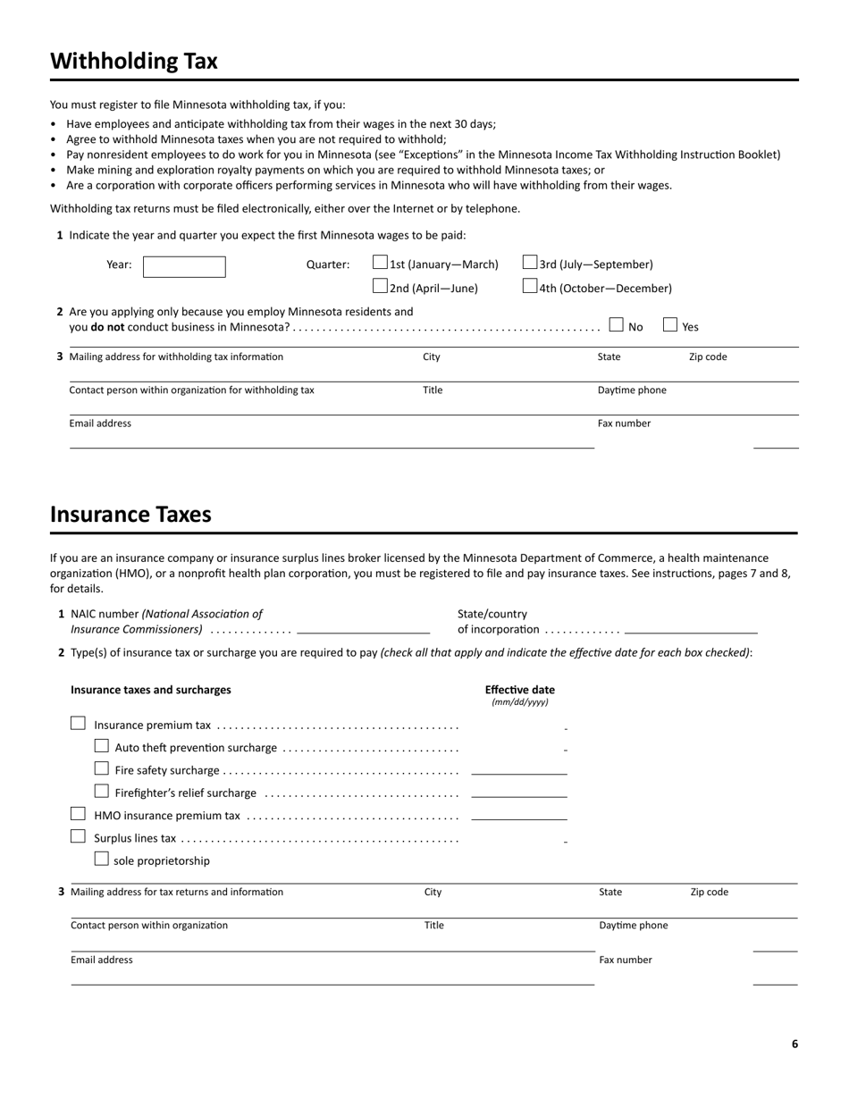 Form ABR Application for Business Registration - Minnesota, Page 6
