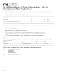 Document preview: Form ST16A Application for Nonprofit Exempt Status - Sales Tax Nursing Homes and Boarding Care Homes - Minnesota
