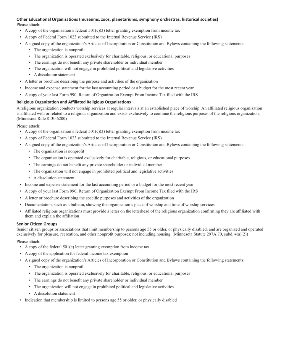 Form ST16 Application for Nonprofit Exempt Status - Sales Tax - Minnesota, Page 4