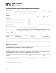 Natural Gas Pipeline State General Levy Abatement Application - Minnesota