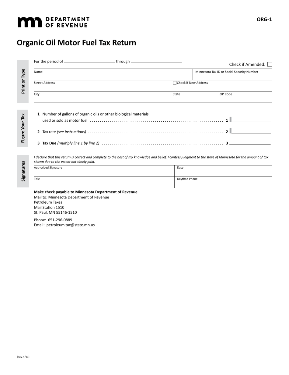 Form ORG1 Download Fillable PDF or Fill Online Organic