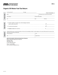 Form ORG-1 Organic Oil Motor Fuel Tax Return - Minnesota