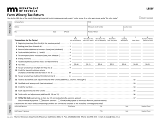 Document preview: Form LB56F Farm Winery Tax Return - Minnesota