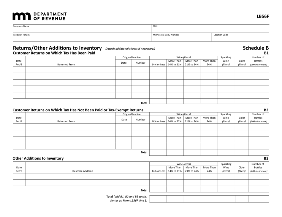 Form LB56F Farm Winery Tax Return - Minnesota, Page 3