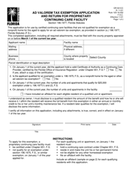 Form DR-501CC &quot;Ad Valorem Tax Exemption Application and Return for Proprietary Continuing Care Facility&quot; - Florida