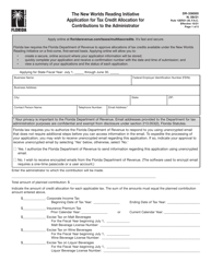 Document preview: Form DR-336000 The New Worlds Reading Initiative Application for Tax Credit Allocation for Contributions to the Administrator - Florida