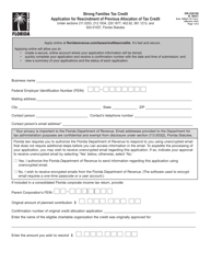 Form DR-226100 Strong Families Tax Credit Application for Rescindment of Previous Allocation of Tax Credit - Florida