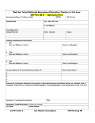 CAP Form 50-3 Civil Air Patrol National Aerospace Education Teacher of the Year Nomination Form, Page 2