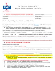 Document preview: Request to Collaborate Form - CAP Classroom Adopt Program, 2022