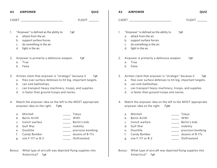 Military Airpower Quiz & Key Download Pdf