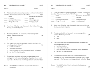 Document preview: The Leadership Concept Quiz & Key