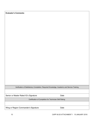 Form CAPP40-20 Attachment 1 Inspector General Specialty Track - Technician Rating Evaluation &amp; Certification Worksheet, Page 2