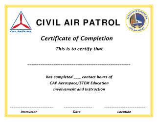 Document preview: Certificate of Completion - CAP Aerospace/Stem Education