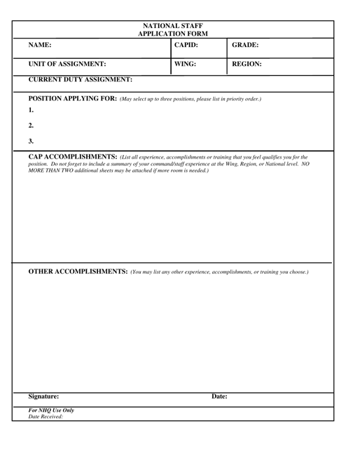 National Staff Application Form Download Pdf