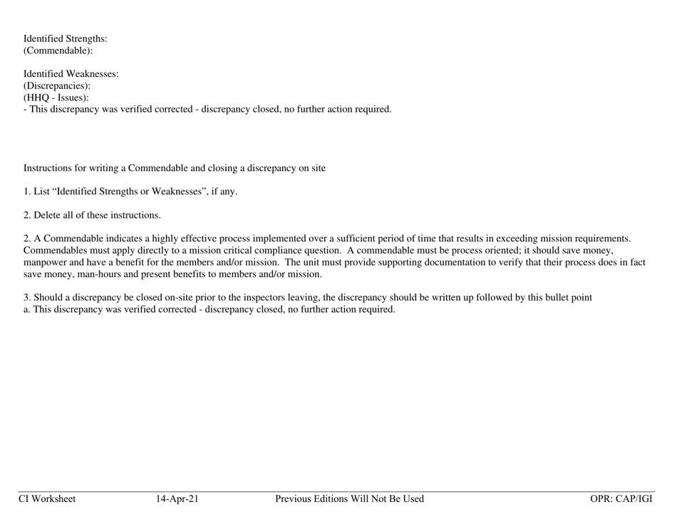 Form C-4 Ci Worksheet - Aircraft Management, Page 9